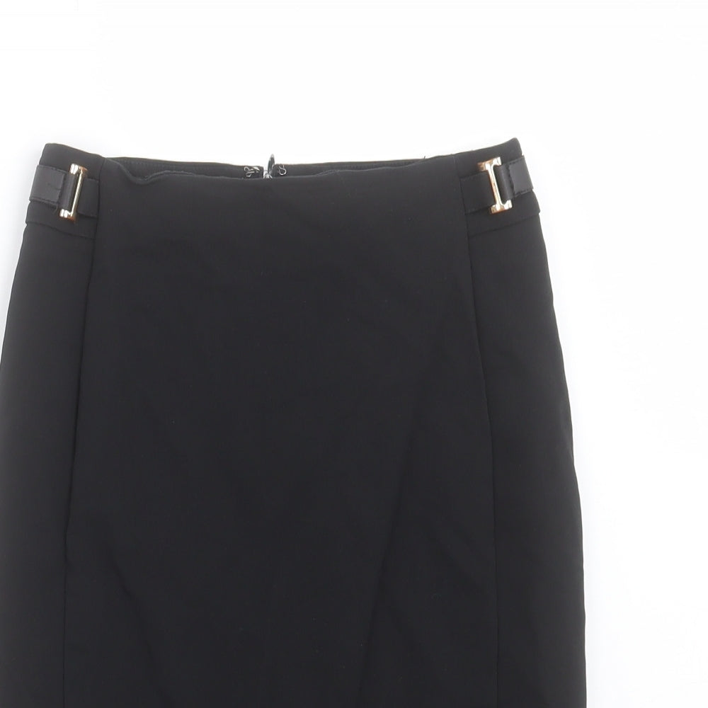 Mango Womens Black Polyester Straight & Pencil Skirt Size 6 Zip