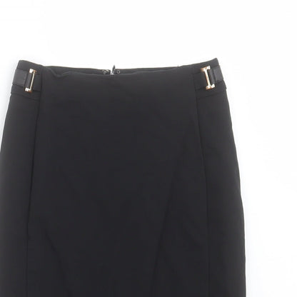 Mango Womens Black Polyester Straight & Pencil Skirt Size 6 Zip