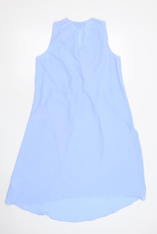New Look Womens Blue Polyester Skater Dress Size 8 V-Neck Tie