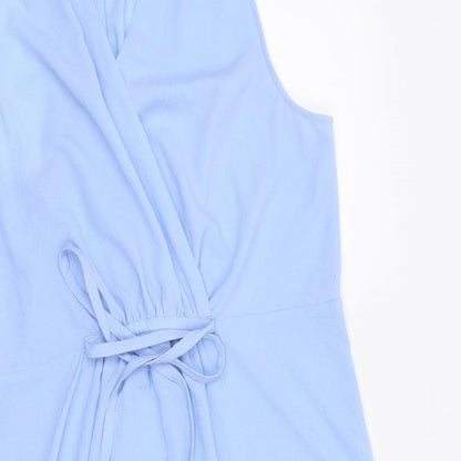 New Look Womens Blue Polyester Skater Dress Size 8 V-Neck Tie