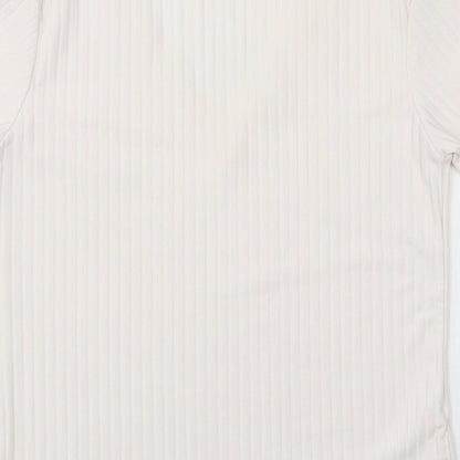 Boohoo Womens White Polyester Basic Polo Size 8 V-Neck