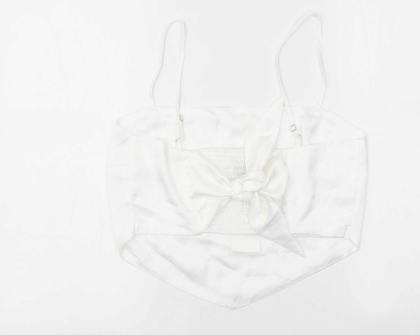 Womens UK Size L Stradivarius White Cropped T-Shirt