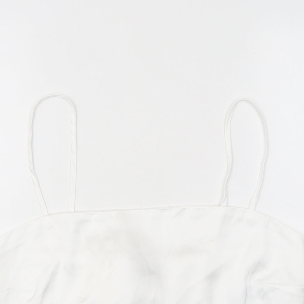 Womens UK Size L Stradivarius White Cropped T-Shirt
