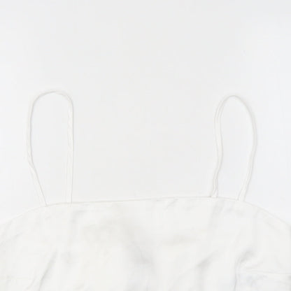 Womens UK Size L Stradivarius White Cropped T-Shirt