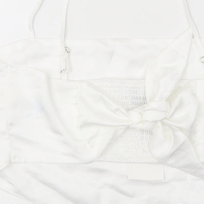 Womens UK Size L Stradivarius White Cropped T-Shirt