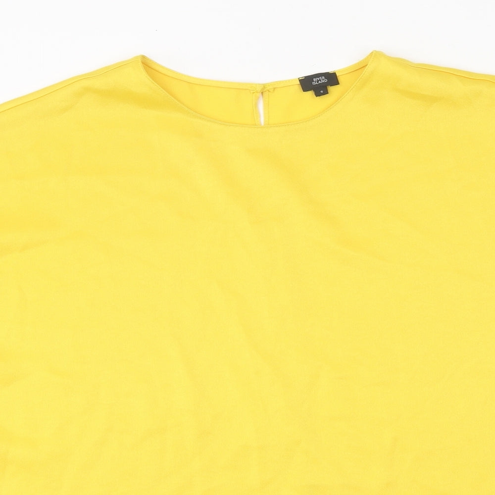 Womens UK Size S River Island Yellow Basic T-Shirt