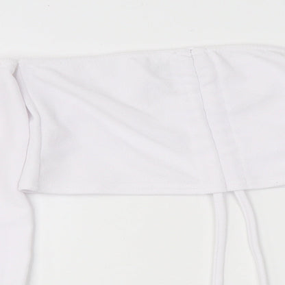 Womens UK Size 8 PRETTYLITTLETHING White Cropped Blouse
