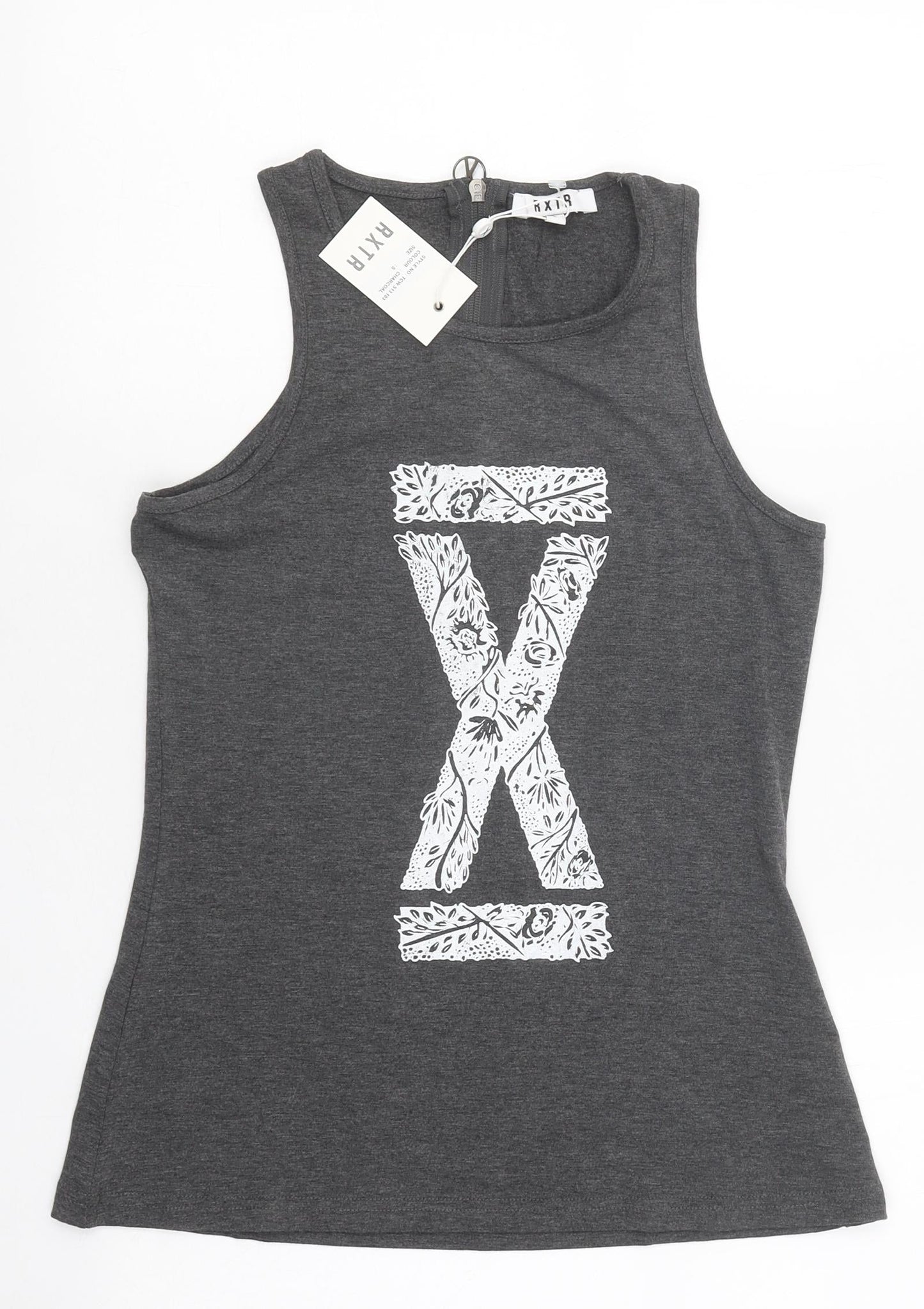 RXTR Womens Grey Viscose Basic Tank Size S Round Neck
