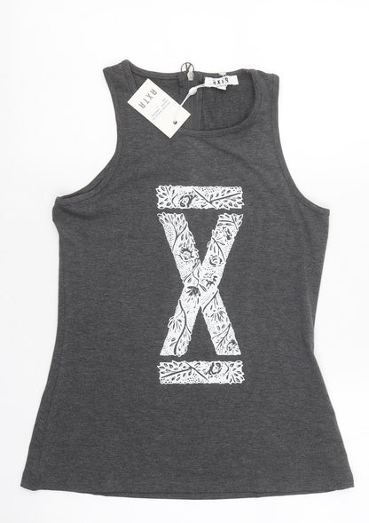 RXTR Womens Grey Viscose Basic Tank Size S Round Neck