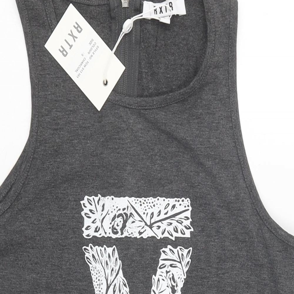 RXTR Womens Grey Viscose Basic Tank Size S Round Neck