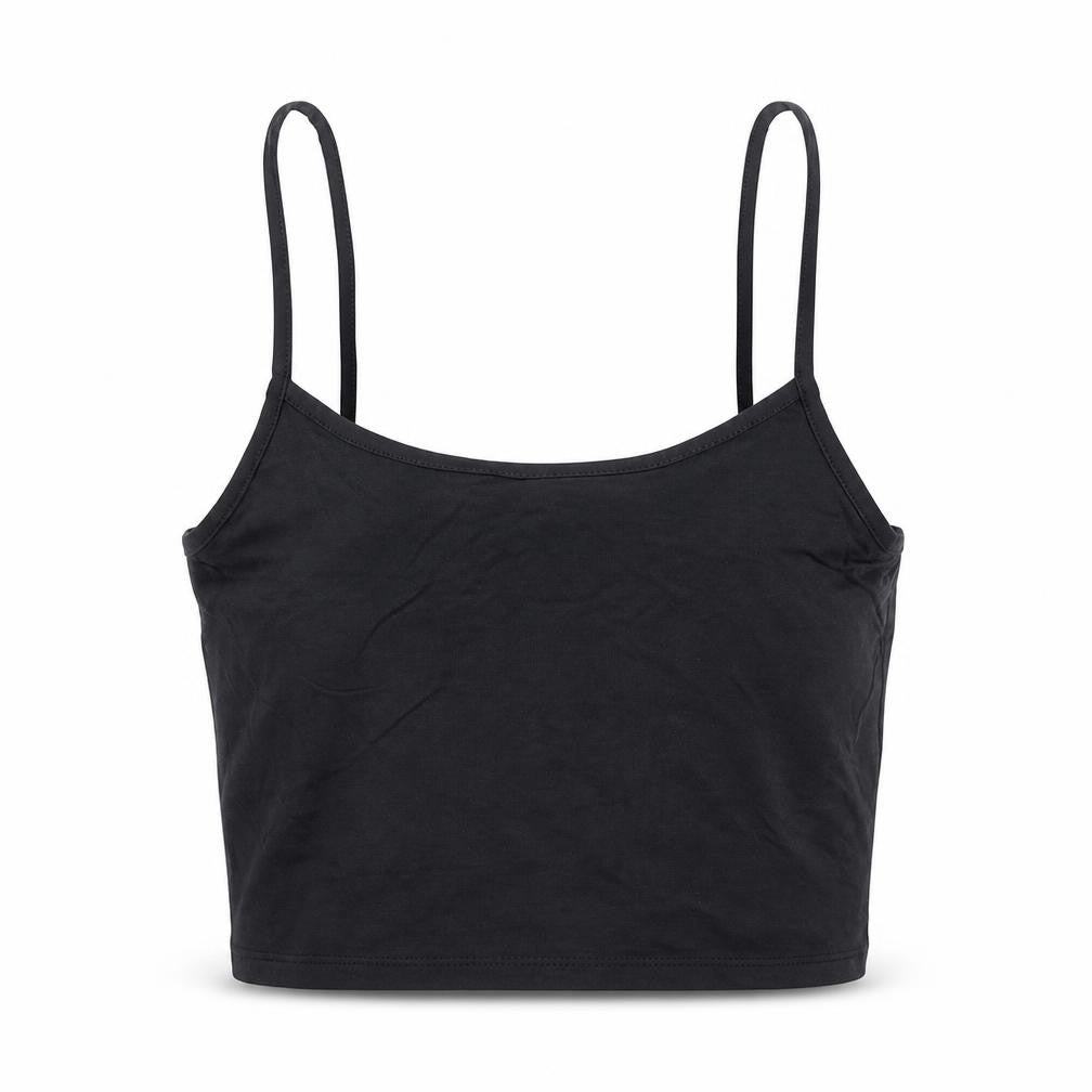 Stradivarius Womens Black Polyester Cropped Tank Size M Round Neck