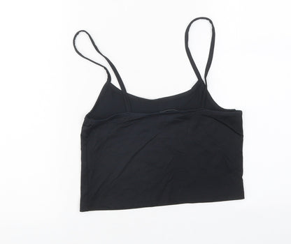 Stradivarius Womens Black Polyester Cropped Tank Size M Round Neck