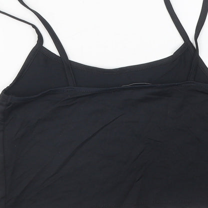 Stradivarius Womens Black Polyester Cropped Tank Size M Round Neck