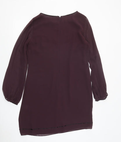 Coast Womens Purple Polyester A-Line Size 12 Round Neck Zip