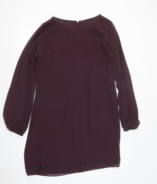 Coast Womens Purple Polyester A-Line Size 12 Round Neck Zip