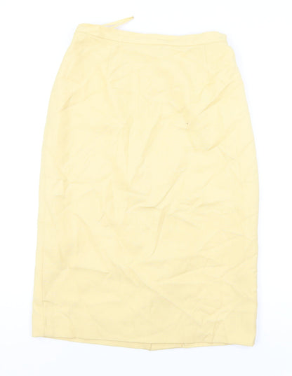 Medici Womens Yellow Viscose Straight & Pencil Skirt Size 14 Zip