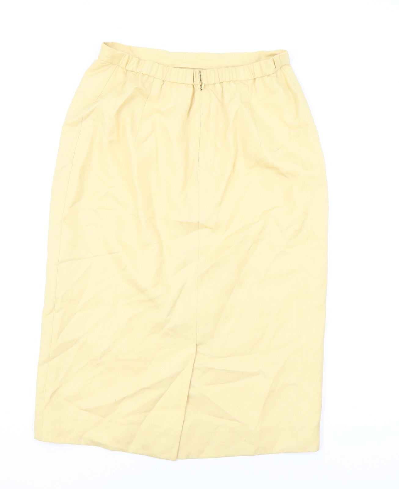 Medici Womens Yellow Viscose Straight & Pencil Skirt Size 14 Zip