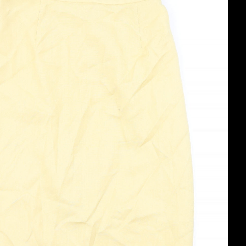 Medici Womens Yellow Viscose Straight & Pencil Skirt Size 14 Zip
