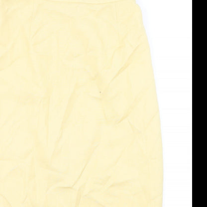 Medici Womens Yellow Viscose Straight & Pencil Skirt Size 14 Zip