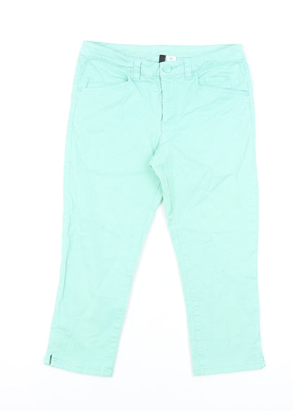 Womens UK Size 8 H&M Regular Fit Cropped Green Jeans