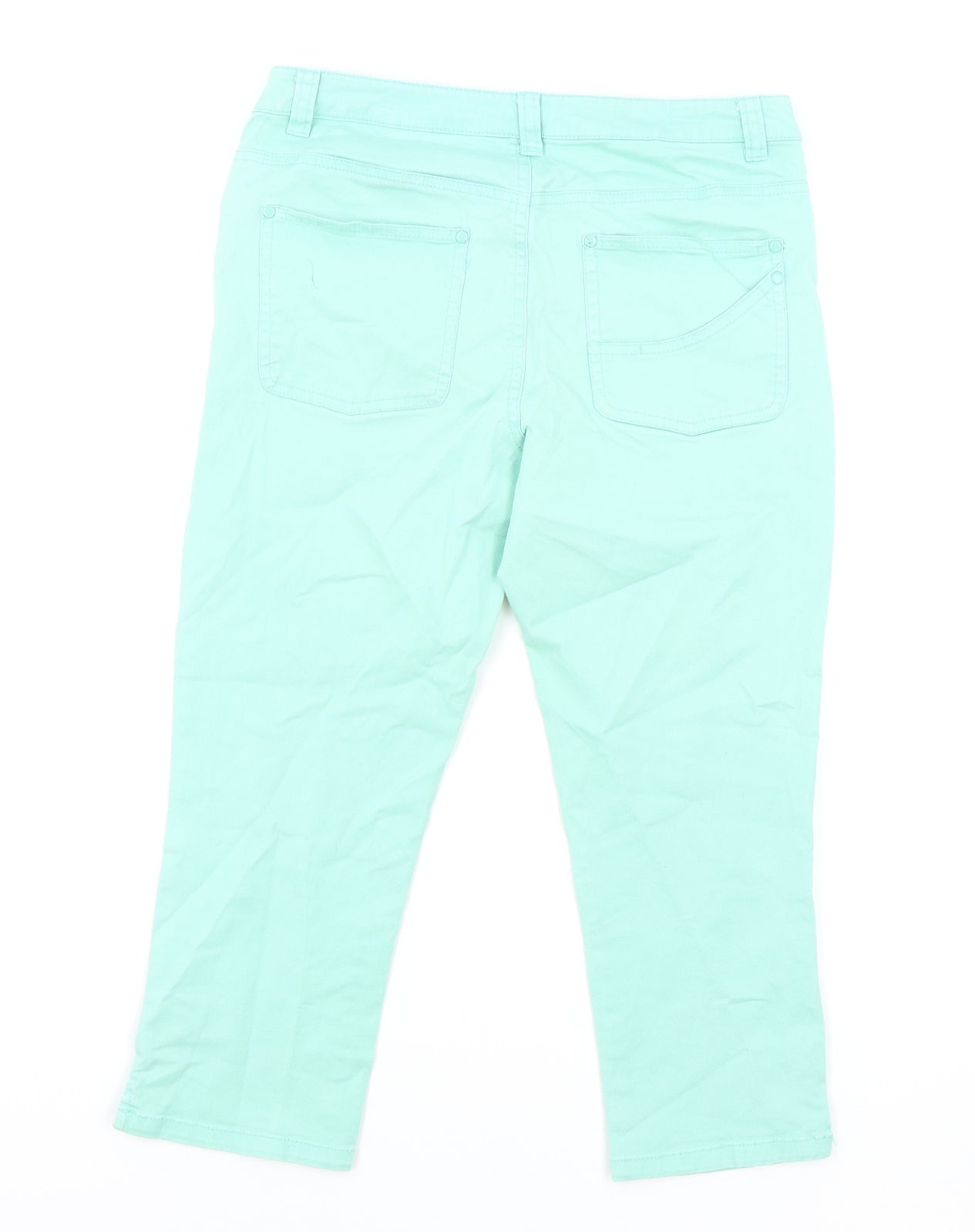 Womens UK Size 8 H&M Regular Fit Cropped Green Jeans