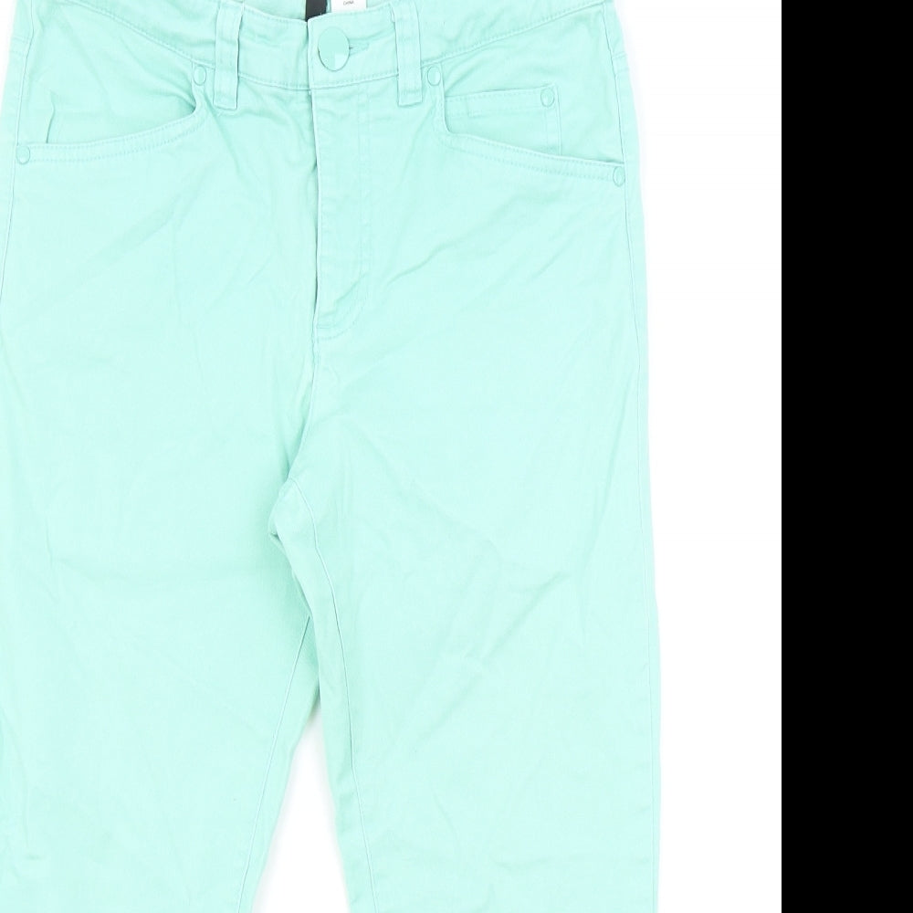 Womens UK Size 8 H&M Regular Fit Cropped Green Jeans