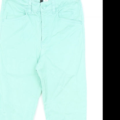 Womens UK Size 8 H&M Regular Fit Cropped Green Jeans