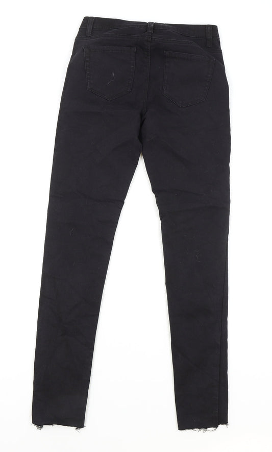 Primark Womens Black Cotton Skinny Jeans Size 6 L28 in Regular Zip