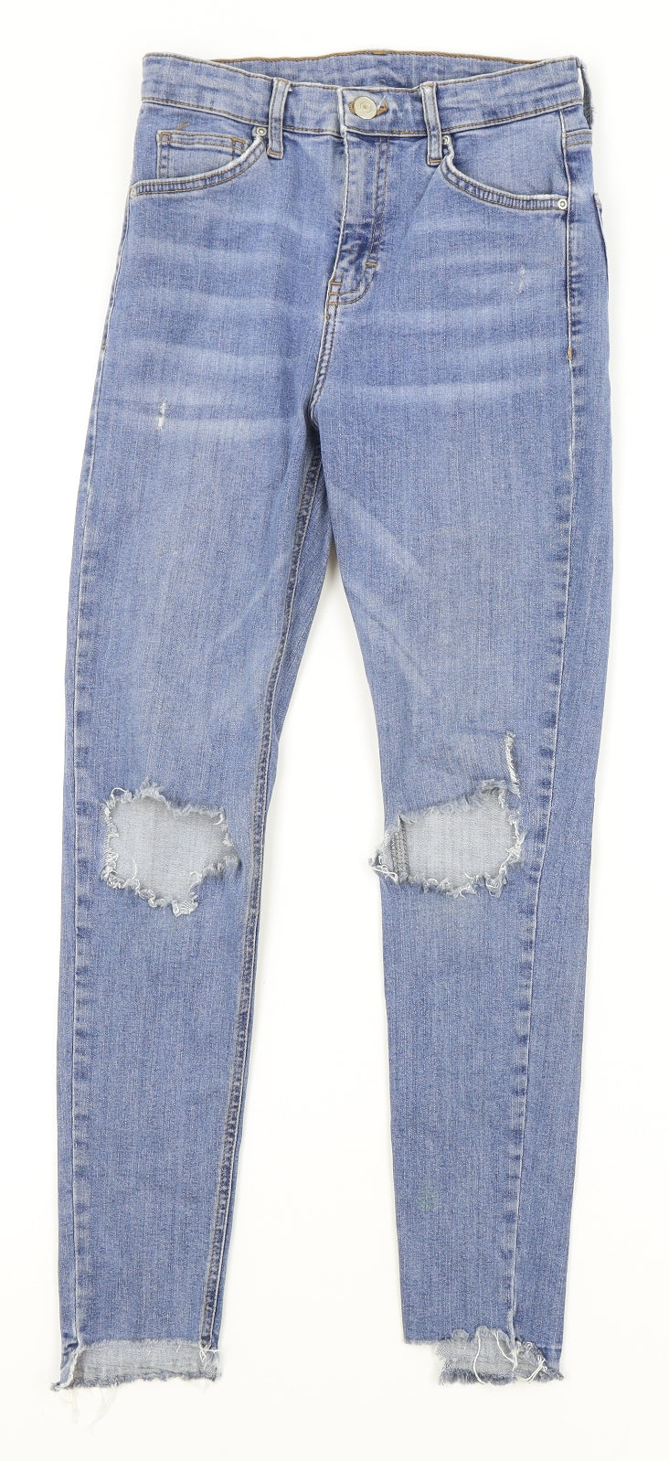 Topshop Womens Blue Cotton Skinny Jeans Size 28 in L30 in Regular Zip