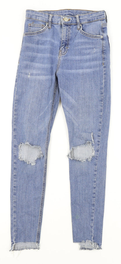 Topshop Womens Blue Cotton Skinny Jeans Size 28 in L30 in Regular Zip