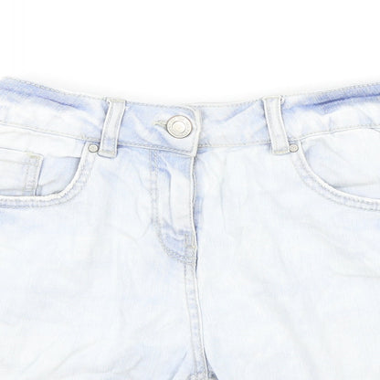 Papaya Womens Blue Cotton Boyfriend Shorts Size 8 L7 in Regular Zip