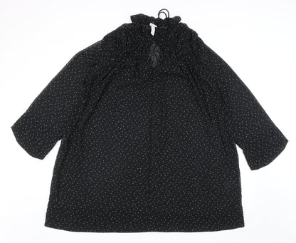 H&M Womens Black Polka Dot Polyester A-Line Size M Mock Neck Tie