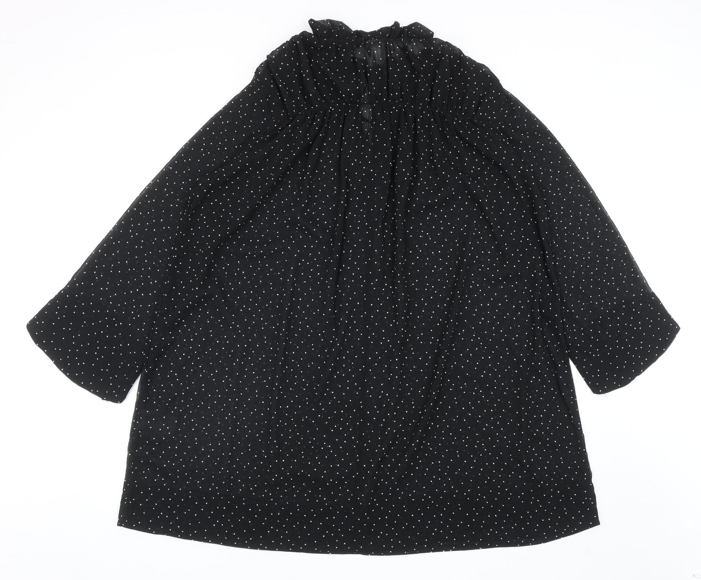 H&M Womens Black Polka Dot Polyester A-Line Size M Mock Neck Tie