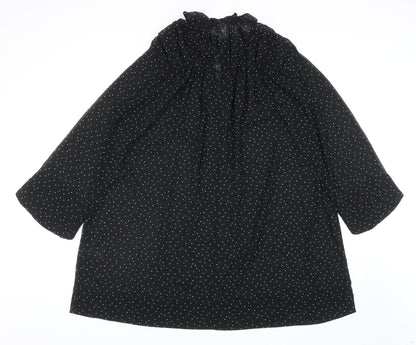 H&M Womens Black Polka Dot Polyester A-Line Size M Mock Neck Tie