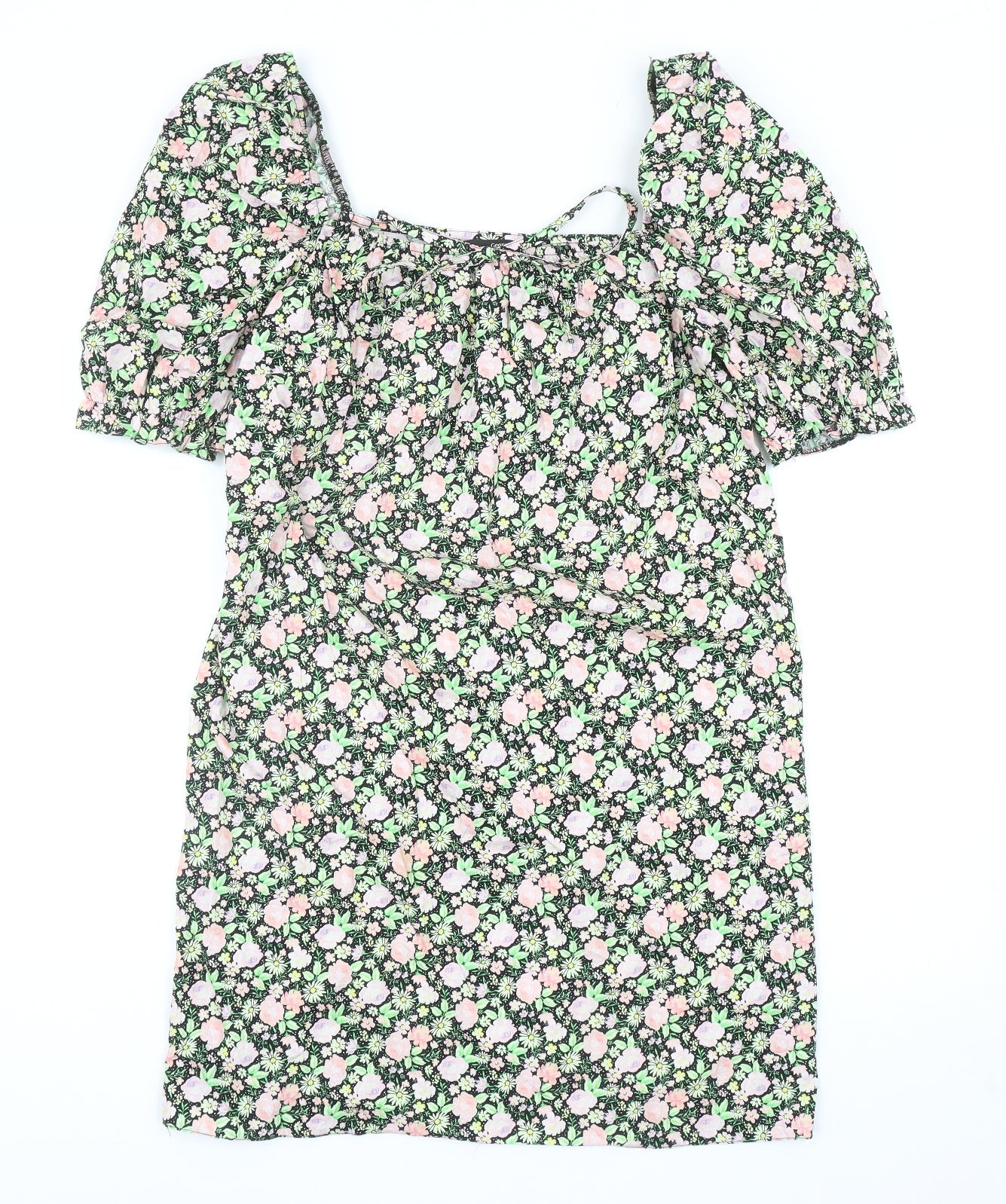 George Womens Multicoloured Floral Cotton A-Line Size 10 Square Neck Pullover