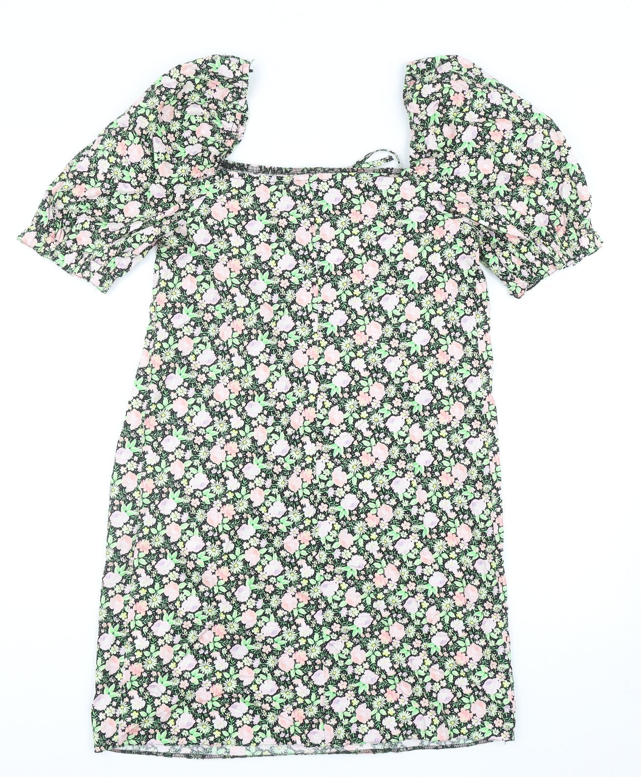 George Womens Multicoloured Floral Cotton A-Line Size 10 Square Neck Pullover