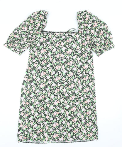 George Womens Multicoloured Floral Cotton A-Line Size 10 Square Neck Pullover