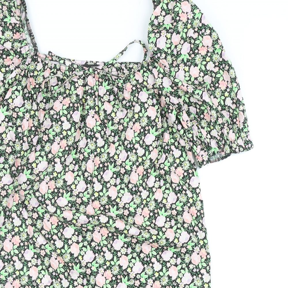 George Womens Multicoloured Floral Cotton A-Line Size 10 Square Neck Pullover