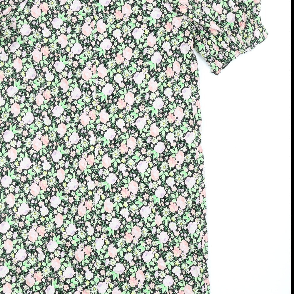 George Womens Multicoloured Floral Cotton A-Line Size 10 Square Neck Pullover