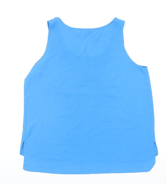 Papaya Womens Blue Polyester Basic Tank Size 14 Scoop Neck