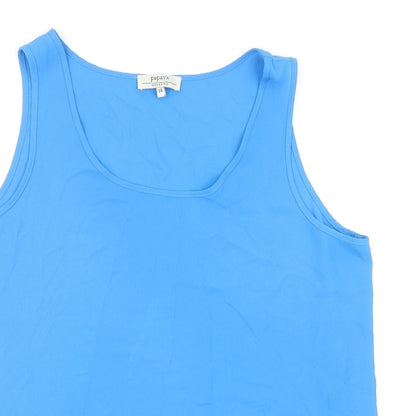 Papaya Womens Blue Polyester Basic Tank Size 14 Scoop Neck