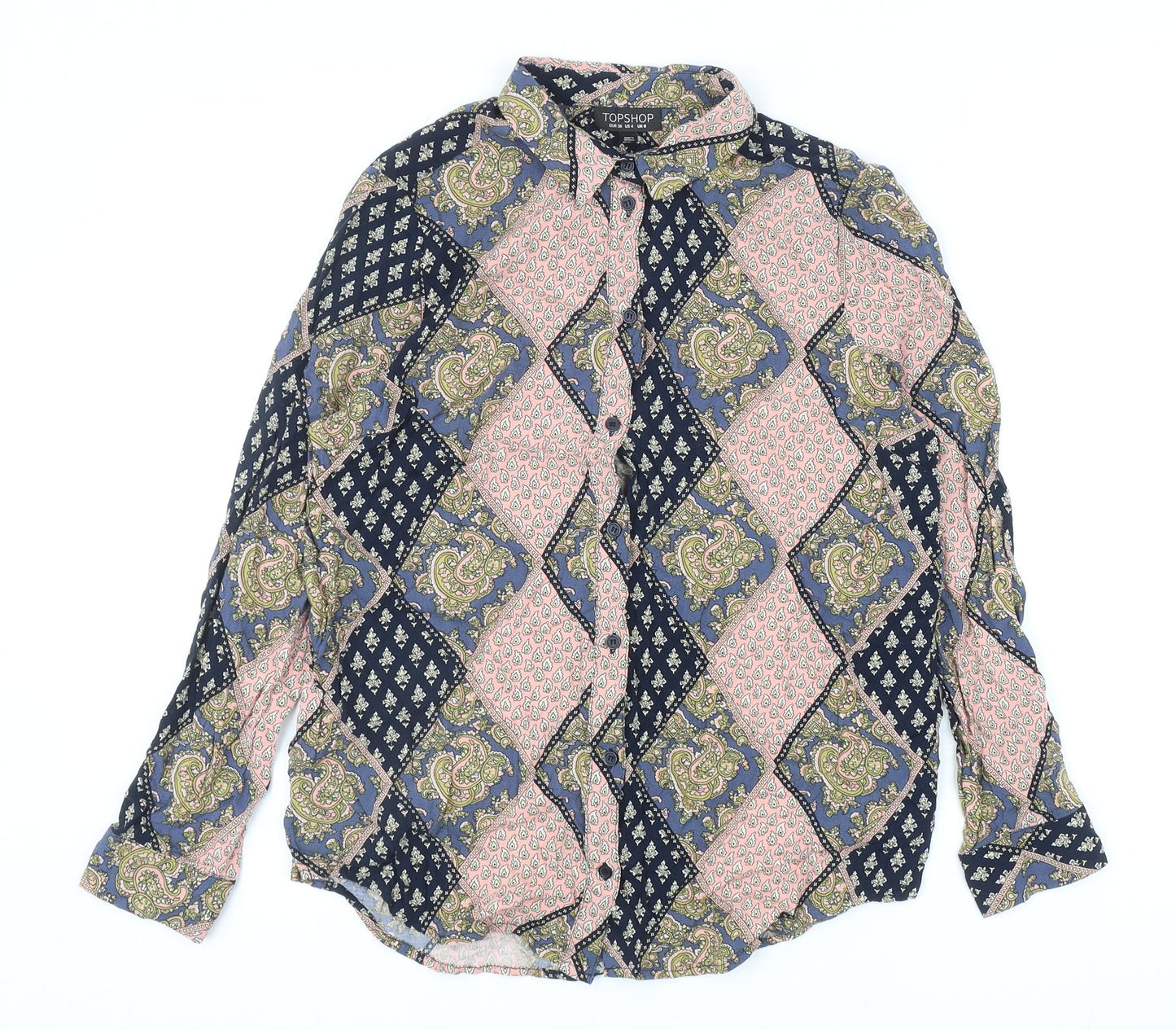 Womens UK Size 8 Topshop Multicoloured Basic Button-Up