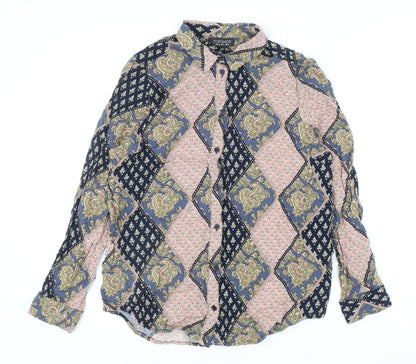 Womens UK Size 8 Topshop Multicoloured Basic Button-Up