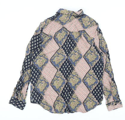 Womens UK Size 8 Topshop Multicoloured Basic Button-Up