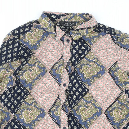 Womens UK Size 8 Topshop Multicoloured Basic Button-Up