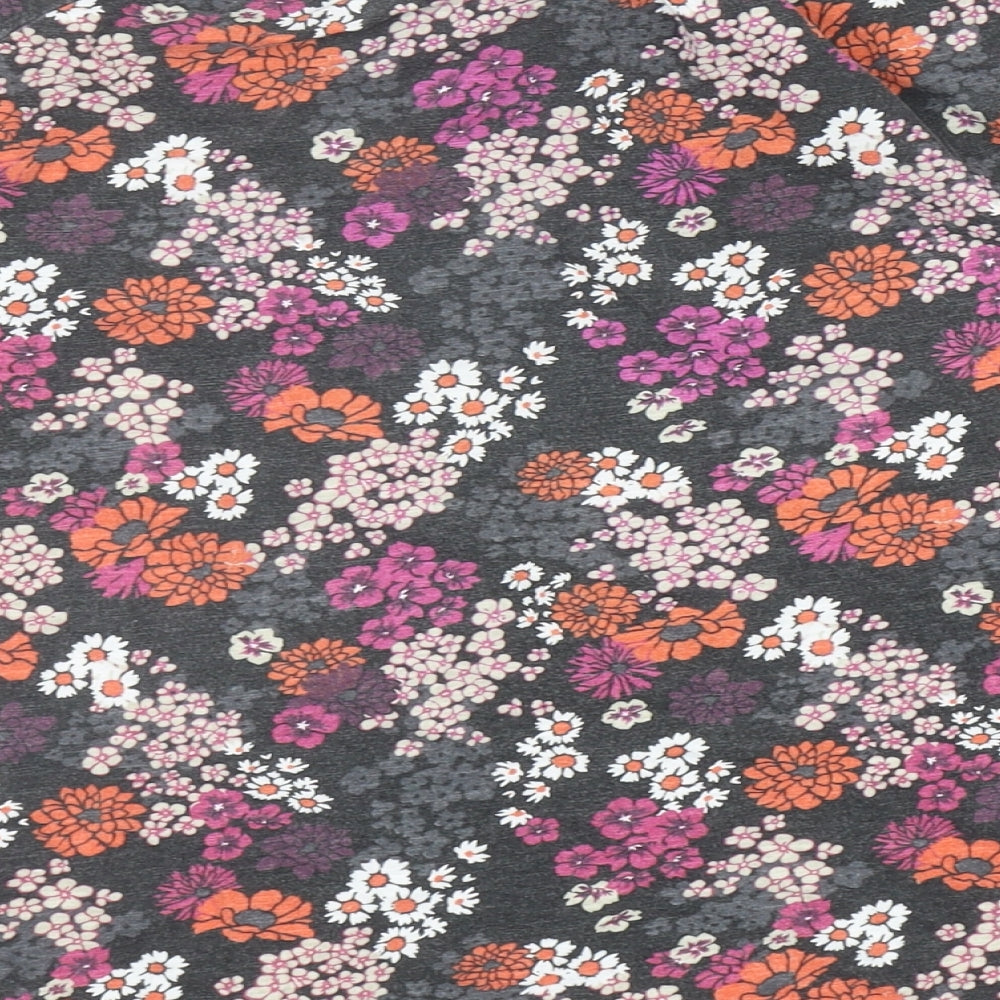 EWM Womens Multicoloured Floral Cotton Basic T-Shirt Size M Scoop Neck