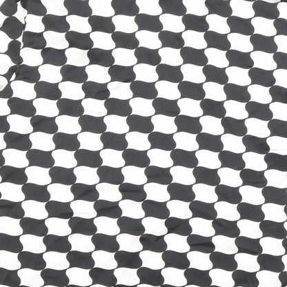 Primark Womens Black Geometric Polyester Basic Blouse Size 12 Collared - Black and white pattern