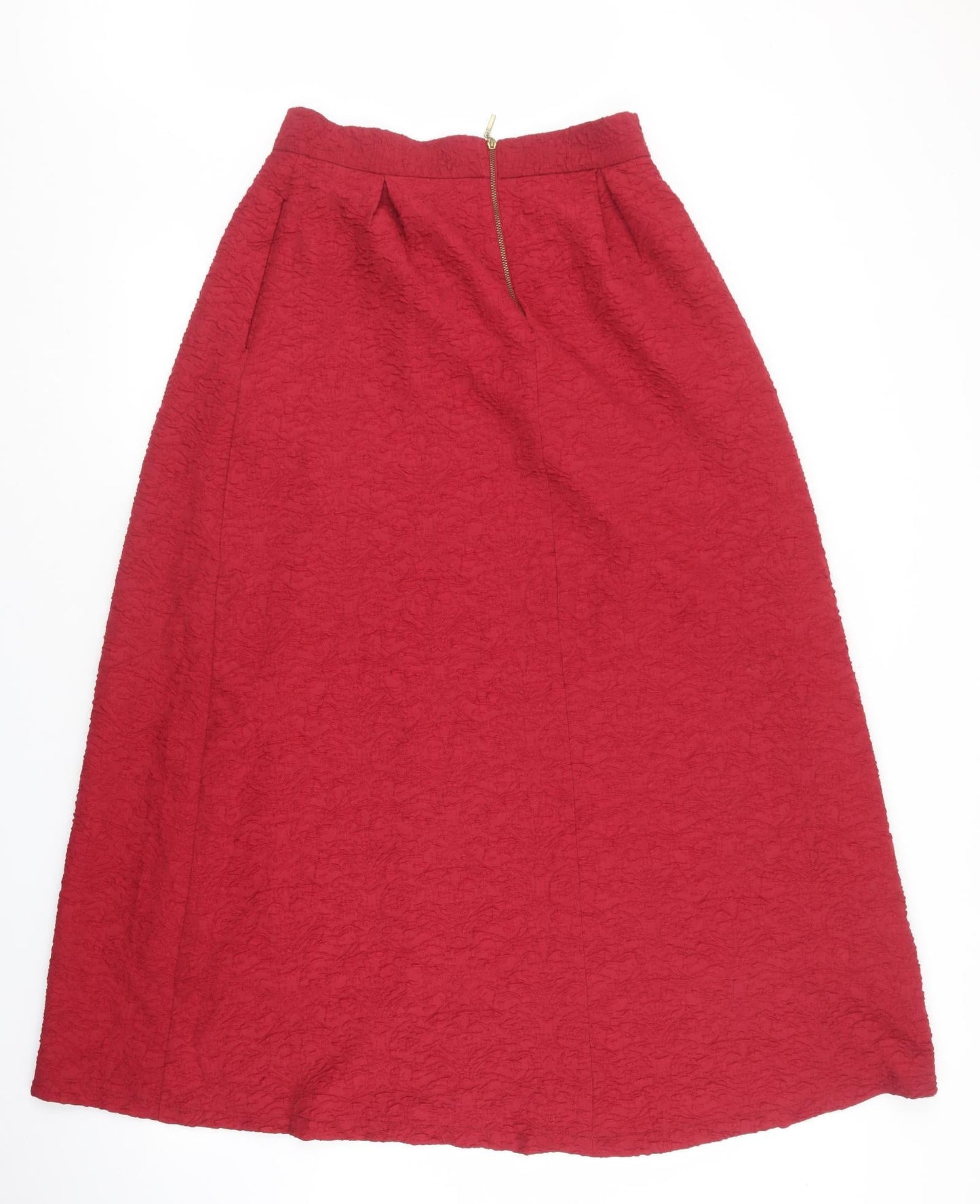 Focus Womens Red Polyester Flare Skirt Size M Zip - Red textured material