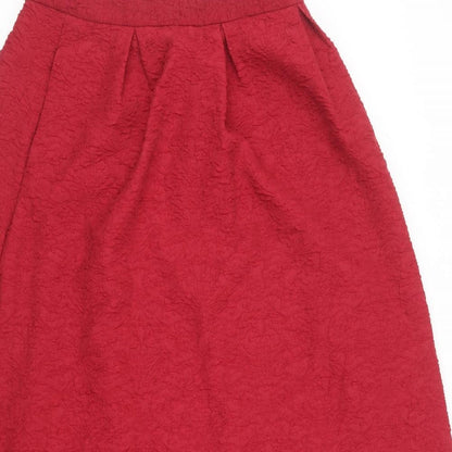 Focus Womens Red Polyester Flare Skirt Size M Zip - Red textured material