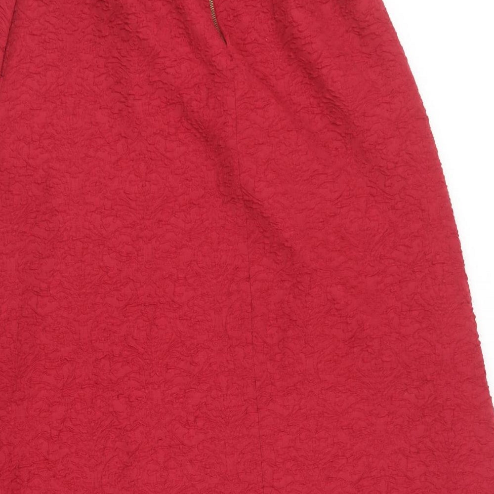 Focus Womens Red Polyester Flare Skirt Size M Zip - Red textured material